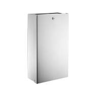 6611-Poubelle inox rectangulaire murale avec trappe et serrure, 16 litres